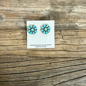 Turquoise Sterling Silver Flower Earrings